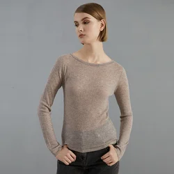 BC773 2024 nowa jesienna cienka moda sweter z dzianiny luksusowa marka odzież damska damskie jasne wełniane swetry