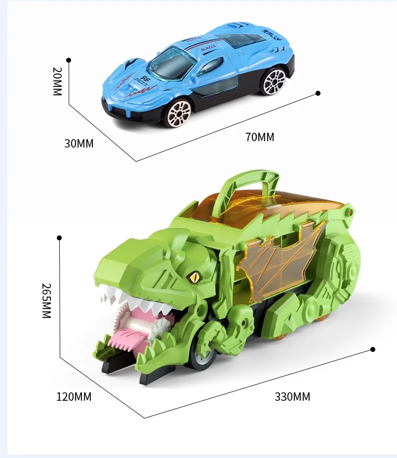 Duży dinozaur pożerający samochód zabawka Tyrannosaurus Rex schowek zabawka samochód chłopiec bezwładność wyrzut stopu samochód transportowy