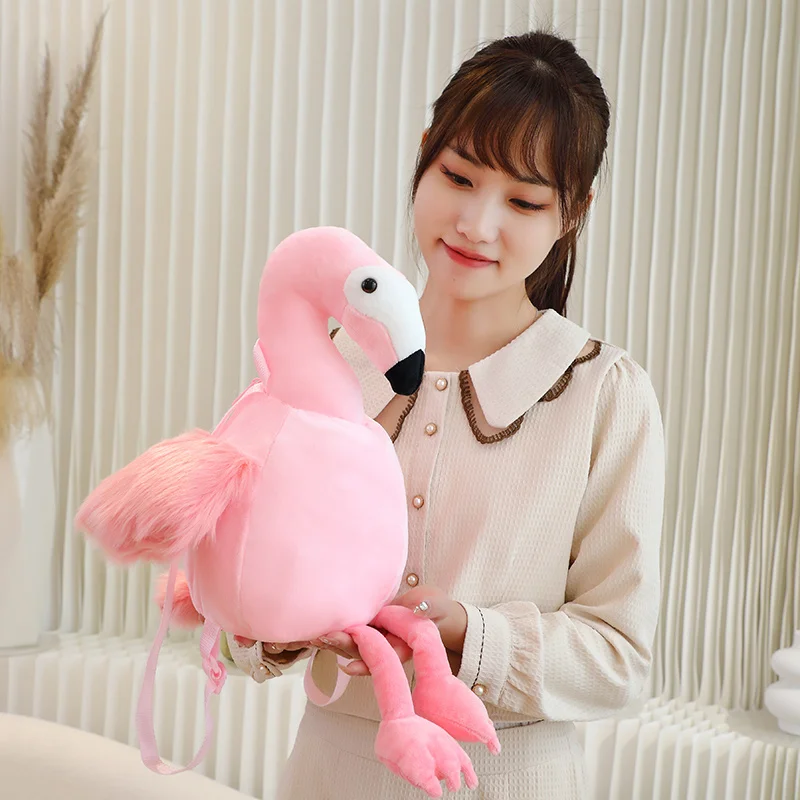 Simulation Cute Elephant Flamingo Plush Toys Soft Stuffed Animals Dolls Funny Student Girls Plushies Bag Backpack for Kids Gifts