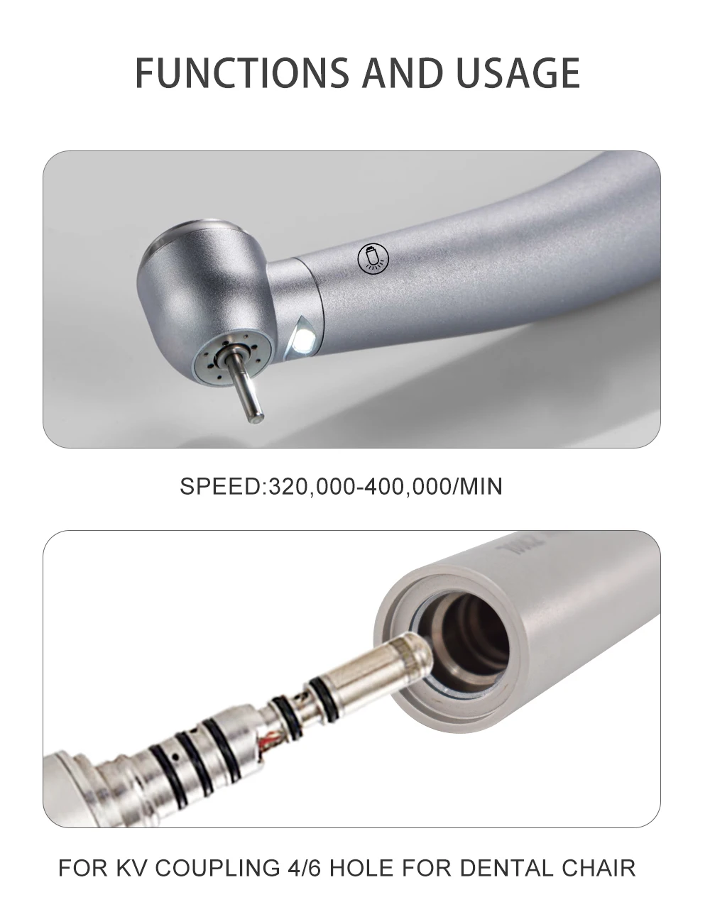 Dental High Speed Hand Piece Led Light Turbine with Ceramic Bearing Turbina Dental Led Handpiece for Kavo Quick Coupling