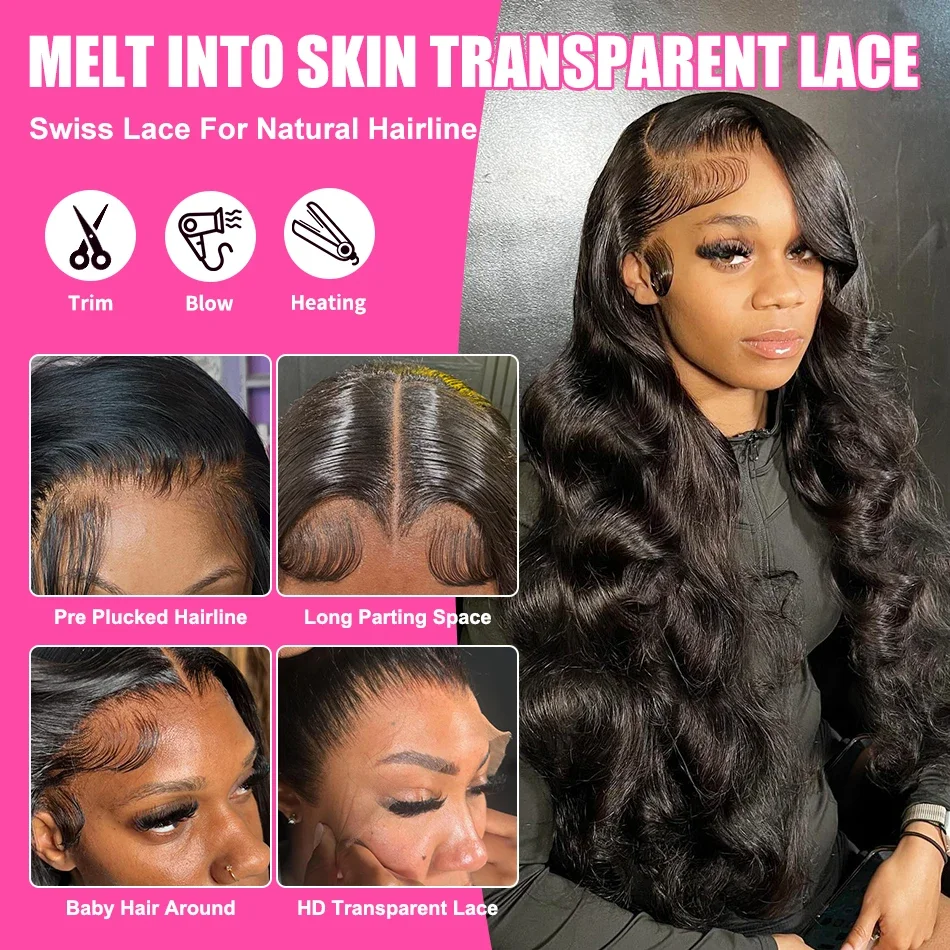 Perruque Lace Front Wig Body Wave Brésilienne Naturelle, Cheveux Humains, 13x6 HD, 13x4, 100% de Densité