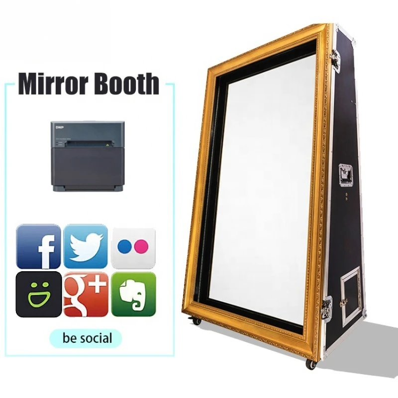 Interactive Photo Booth Cabinet Selfie Magic Mirror Self-service Photo Booth Machine With Printer and Camera