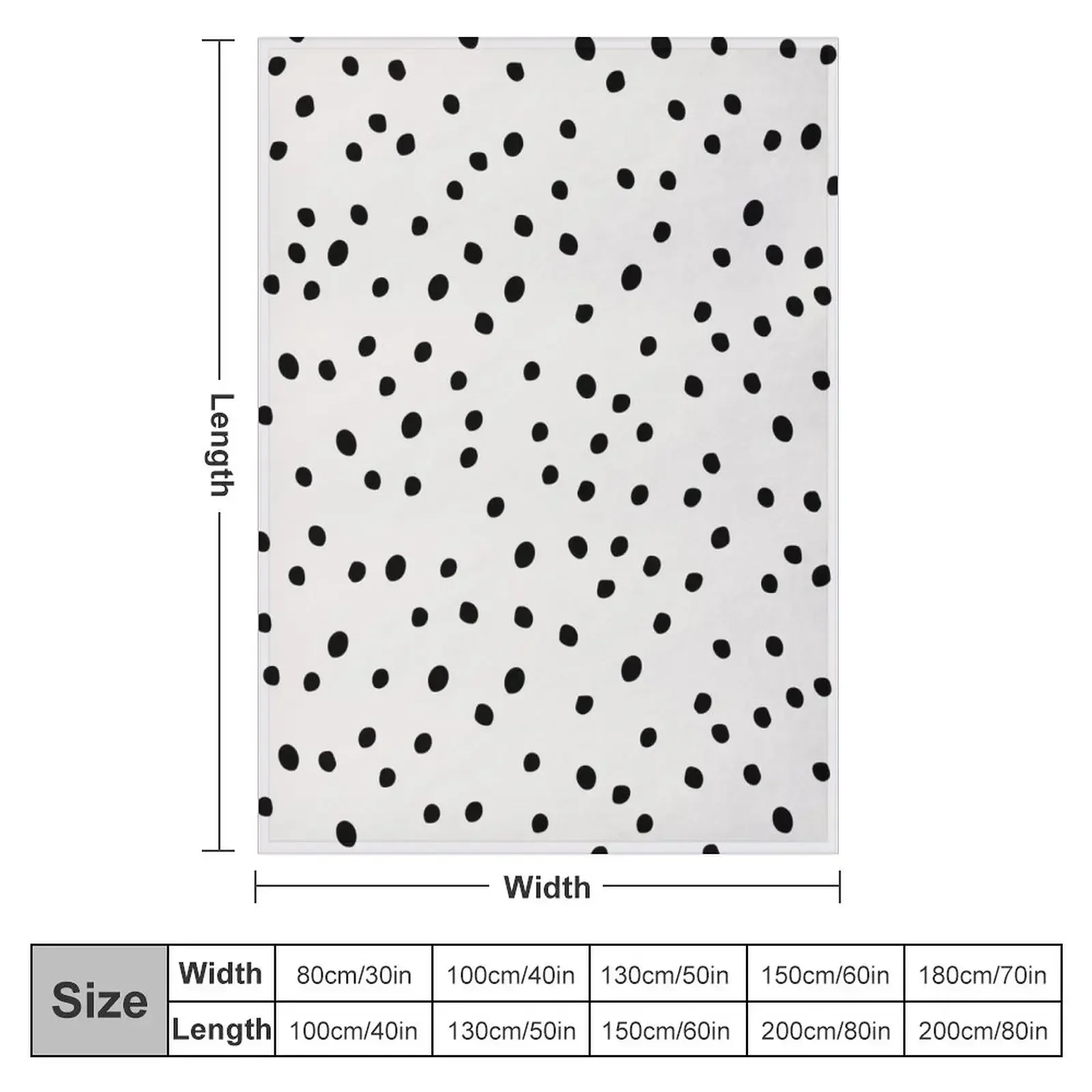 Preppy Spots, Black and White, Minimal, Polka Dot Print Throw Blanket Warm Flannel Fabric Furry Blankets