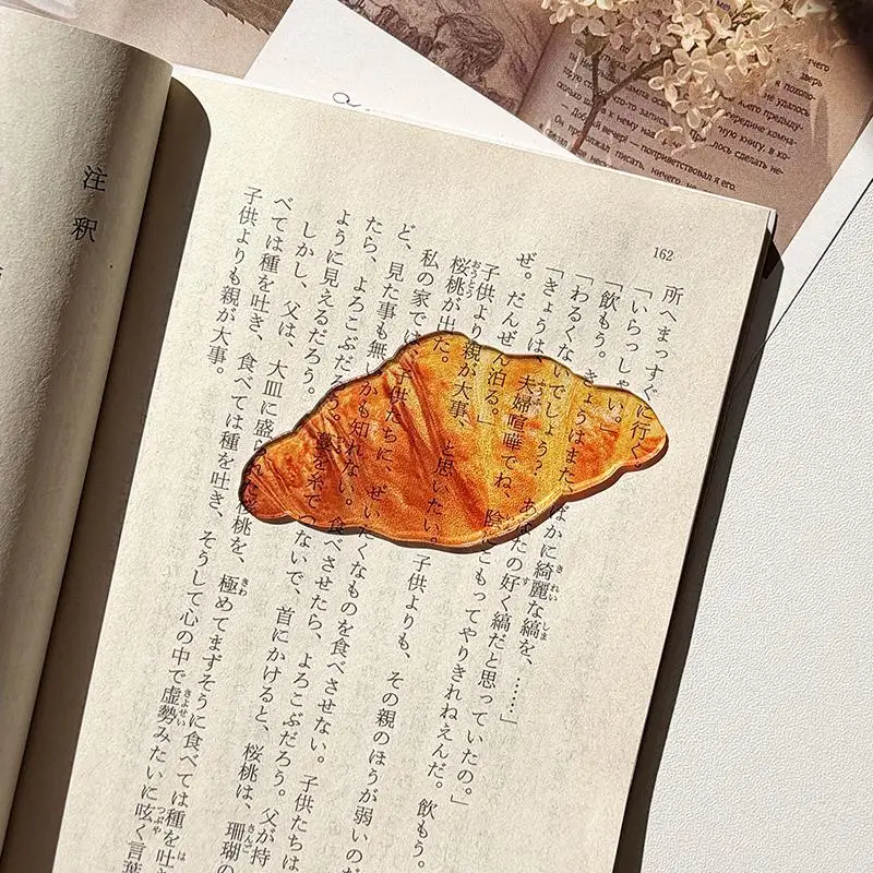 Reading Bookmark Simulation Cute Toast Croissant Bread Acrylic Bookmark Desktop Decor Bookmark Stationery Gift