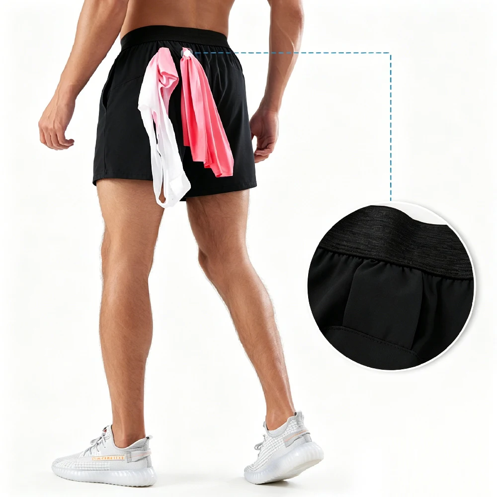 1PCS Men Quick Dry Running Shorts Lightweight Gym Workout Shorts with Towel Loop