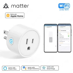 Matter Wifi Smart Socket Mini US Smart Plug Home Appliance Outlet APP Control Support Homekit Alexa Google Home SmartThings Hub