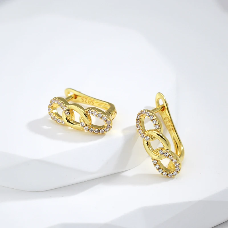 Kinel Classic 8 Shape Stud Earrings Natural Zircon Copper With Gold Silver Color Plated Korea Earrings For Women Trend Jewelry