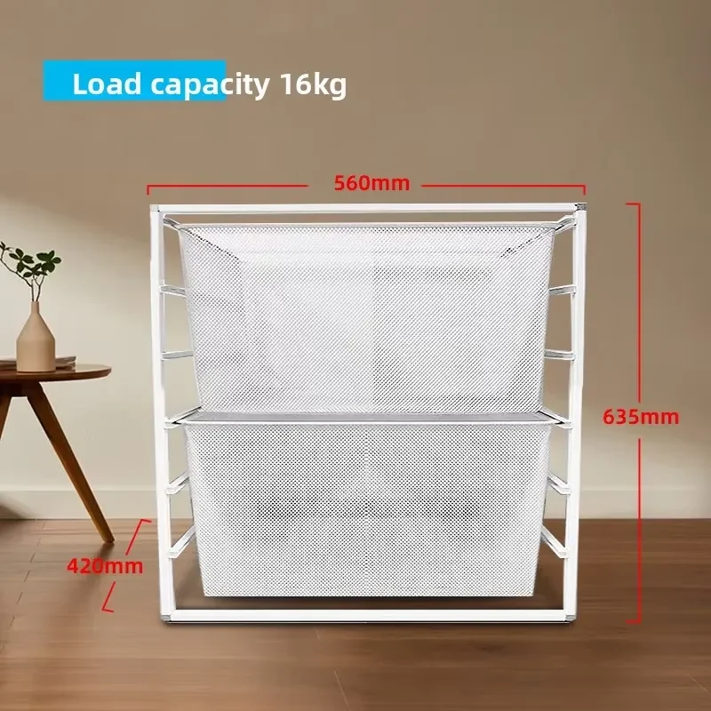 American Style Metal Wardrobe Drawer Mesh Storage Basket Plastic Coated Multi Layer Closet Organizer Cabinet Shelf Bin