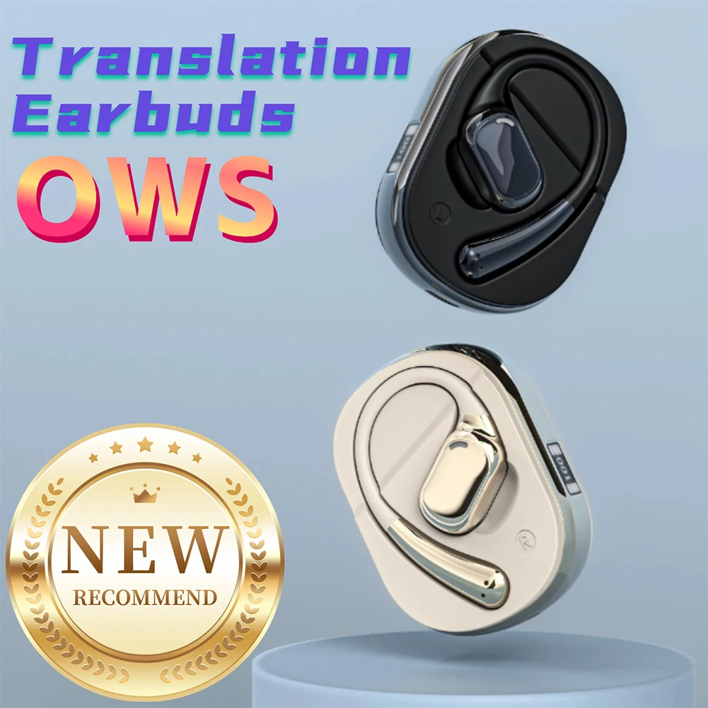 سماعات الرأس اللاسلكية OWS المتوافقة مع البلوتوث 5.4 سماعات الترجمة 138 لغة لتعلم الأعمال أثناء السفر