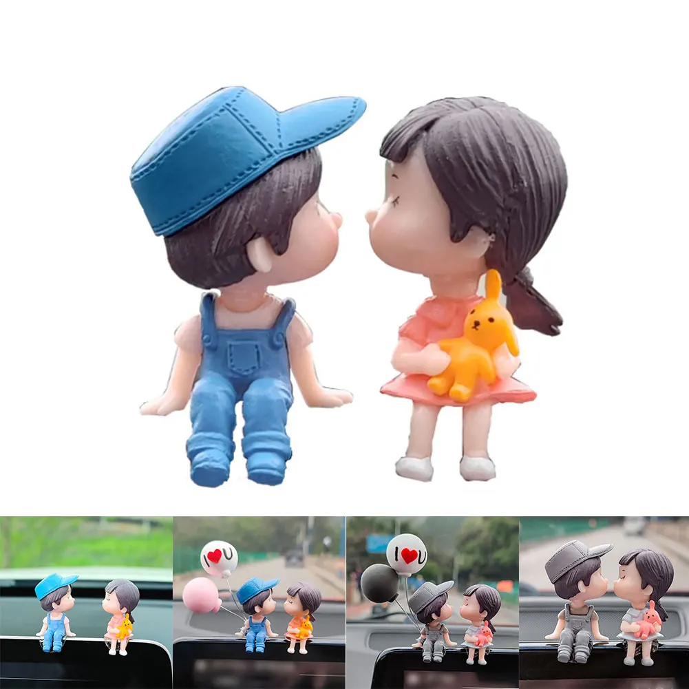 Car Decoration Cute Cartoon Couples Figure Figurines Balloon Ornament Auto Interior Dashboard Accessory For Girls Gifts Supply