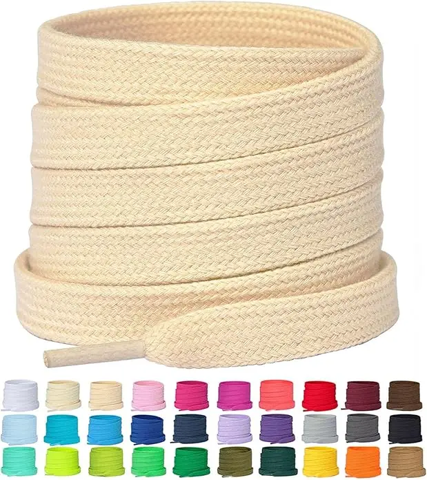 Elastische Polyester-Baumwoll-Schnürsenkel 1cm Flach Geflochtene Ersatz-Schnürsenkel Mehrfarbig Langlebige Schnürsenkel für Sneaker Stiefel & Freizeitschuhe