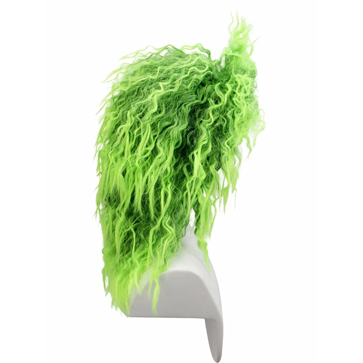 Fluoreszierend grüne, flauschige, kleine Roll-Perücke mit Blasenoberfläche aus Synthetik | Halloween Groteskes Thema Cross-Dressing Lustiges Cosplay – Detail 5