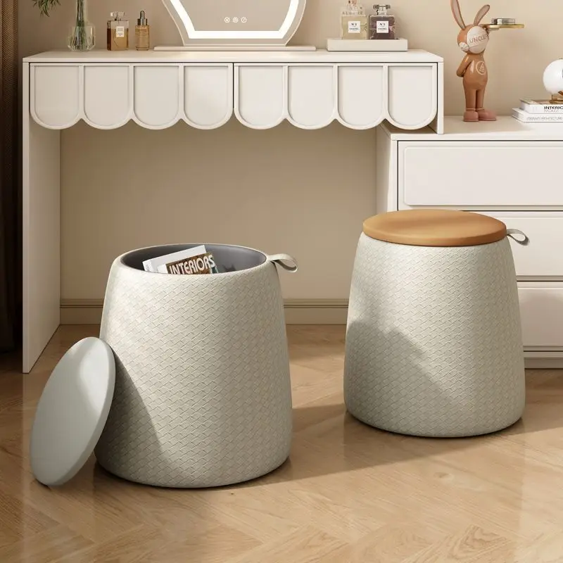 Light Luxury Ins Viral Round Seat Bedroom Vanity Low Stool Entrance Shoe Change Simple Household Living Room Ottoman Furniture