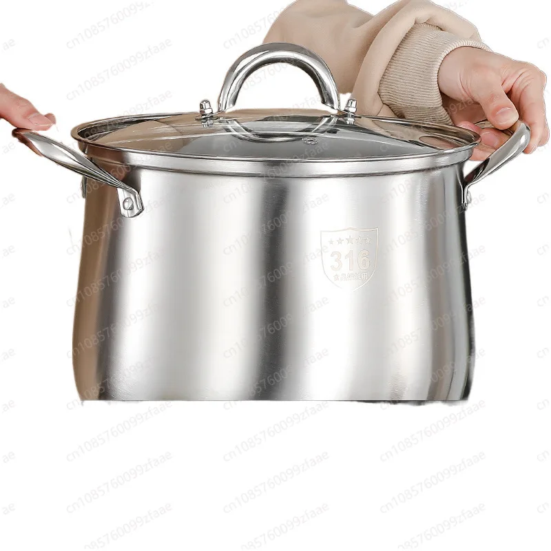 

Утолщенная суповая кастрюля из нержавеющей стали с покрытием дном, бытовая большая суповая кастрюля, индукционная плита, большой кастрюля для каши
