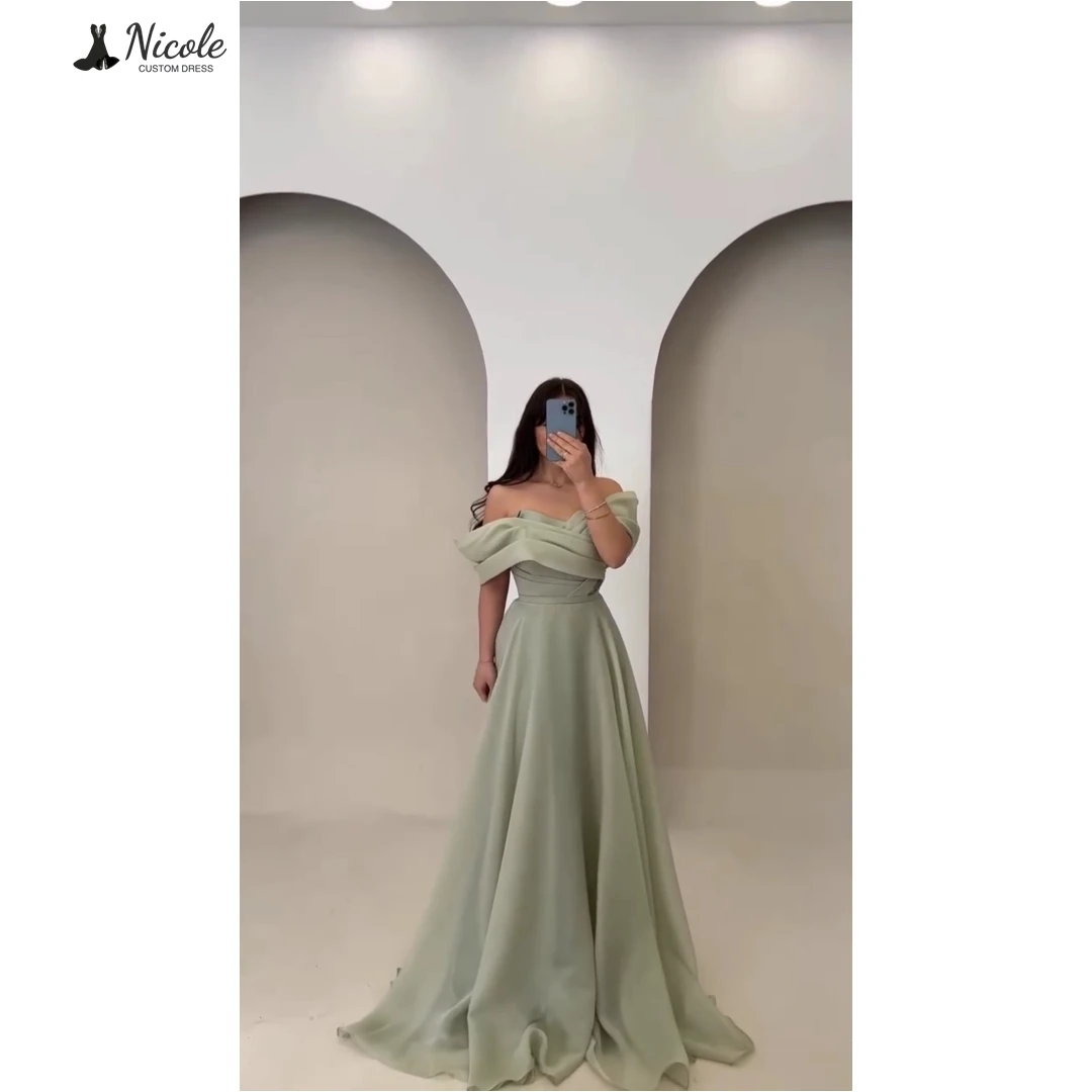 

Nicole Luxury Prom Dress 2025 Off-shoulder Evening Dresses Woman Elegant Wedding Guest Dresses for Special Occasions Satin Cloth
