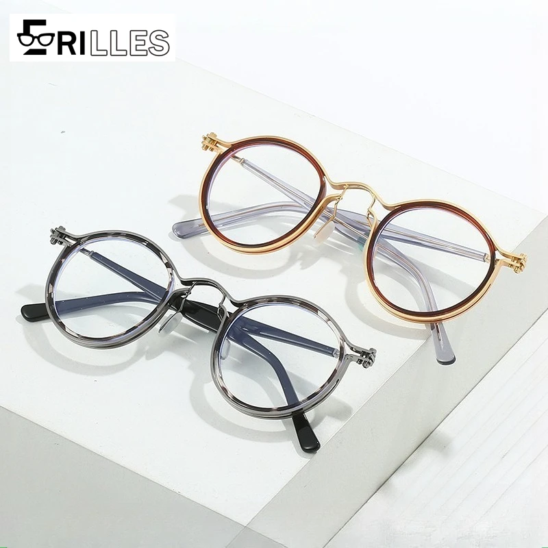 

Круглые очки в стиле ретро с синим светом, простая оправа с защитой от УФ-излучения в полной оправе, для компьютерного офиса и чтения, винтажные стильные очки