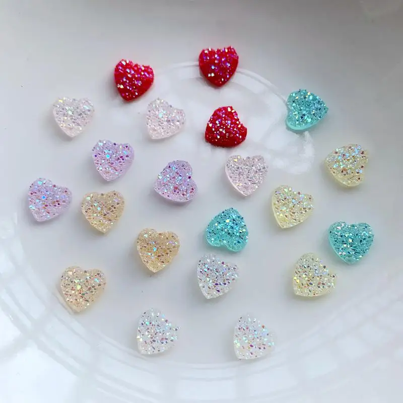 100pcs 8mm ore heart-shaped Crystal Rhinestone DIYdecorative accessories candy heart-shaped nail flat back nail art decorations