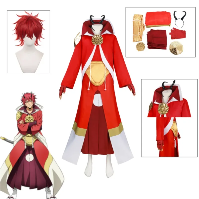 

That Time I Got Reincarnated As A Slime Benimaru Cosplay Costume Red Kimono Style Outfit Full Set for Men Cosplay Party