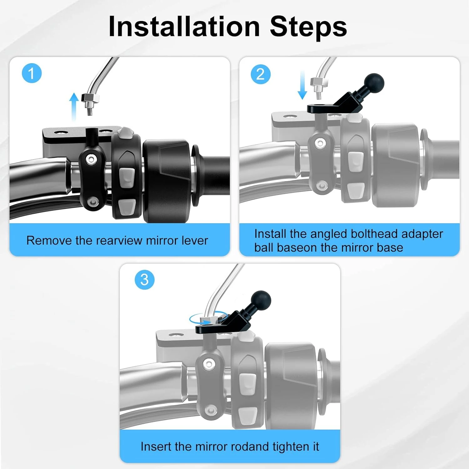 17MM Ball Head Mirror Angled Bolt Head Adapter Aluminum Alloy Mount Base for Bike Motorcycle Mirrors Lever Phone Holder