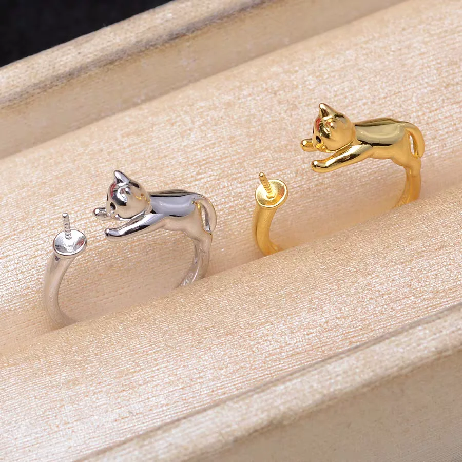 S925 Sterling Silver Adjustable Finger Ring Mountings Base Setting Findings Jewelry Components for 8-10mm Pearls 3pcs/lot