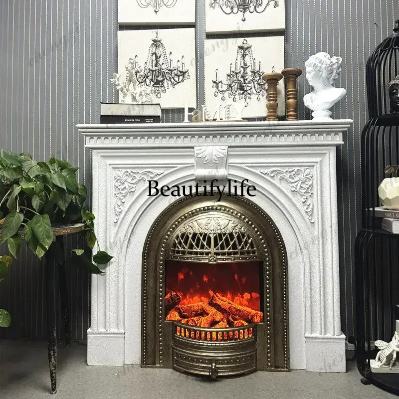 Simulation  Fireplace Core Heater Remote Control European Retro Decorative Living Room Fireplace French Style a95