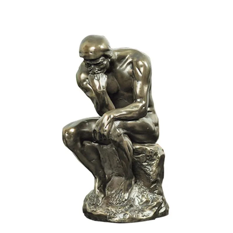 

SCALED THE THINKER SCULPTURE HANDMADE COPPER AND RESIN FRENCH RODIN'S STATUE ARTWORK DECOR SOUVENIR CRAFT ORNAMENT ACCESSORIES