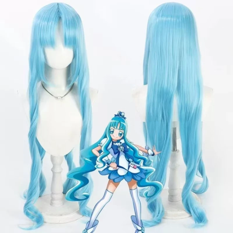 

Парик для косплея Anime Pretty Cure Cure Marine, длинный синий кудрявый парик из синтетического термостойкого волокна для Хэллоуина, парик для вечеринок, Куроми Эрика