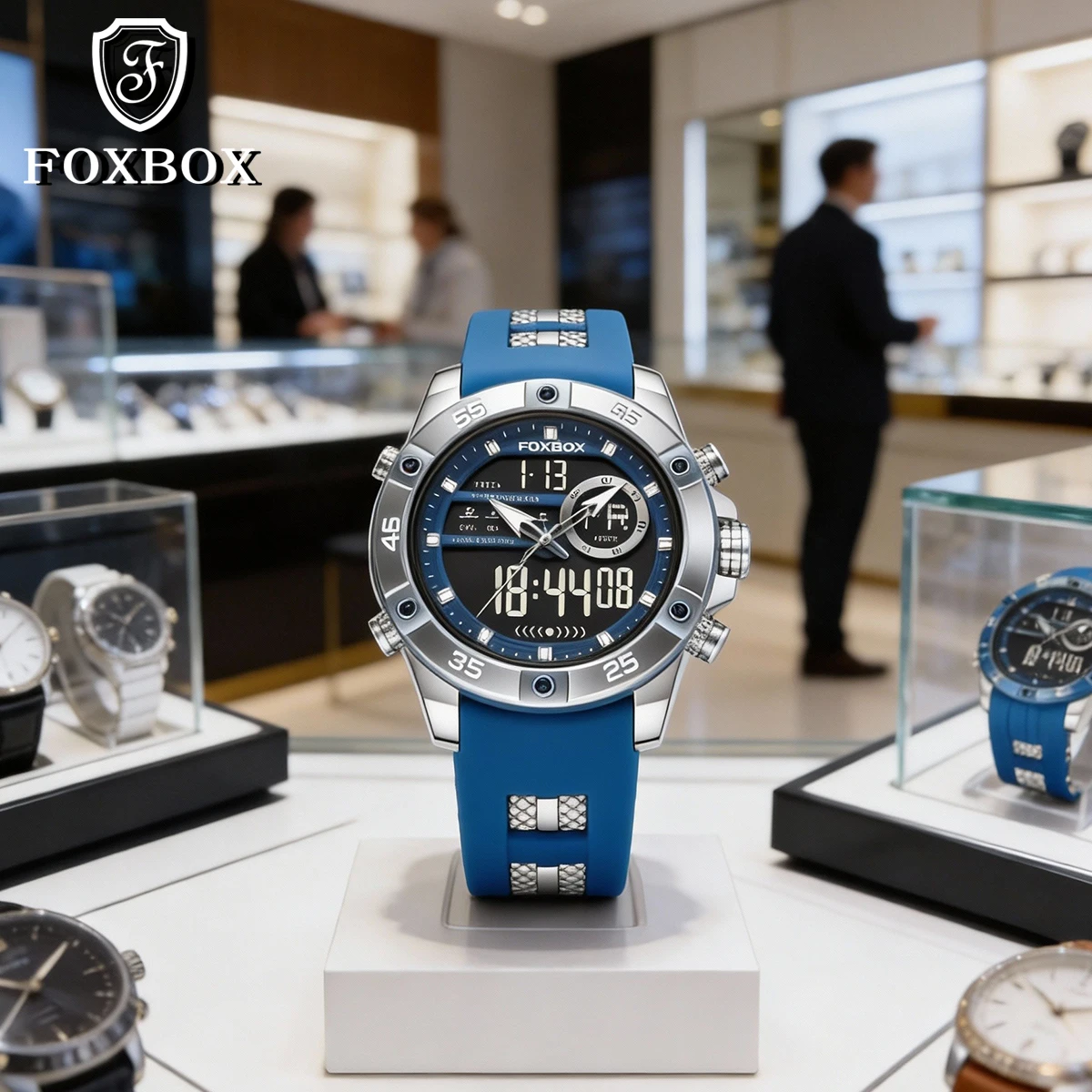 

Мужские спортивные часы FOXBOX, водонепроницаемые, с подсветкой, будильником, LED-дисплеем, цифровые наручные часы