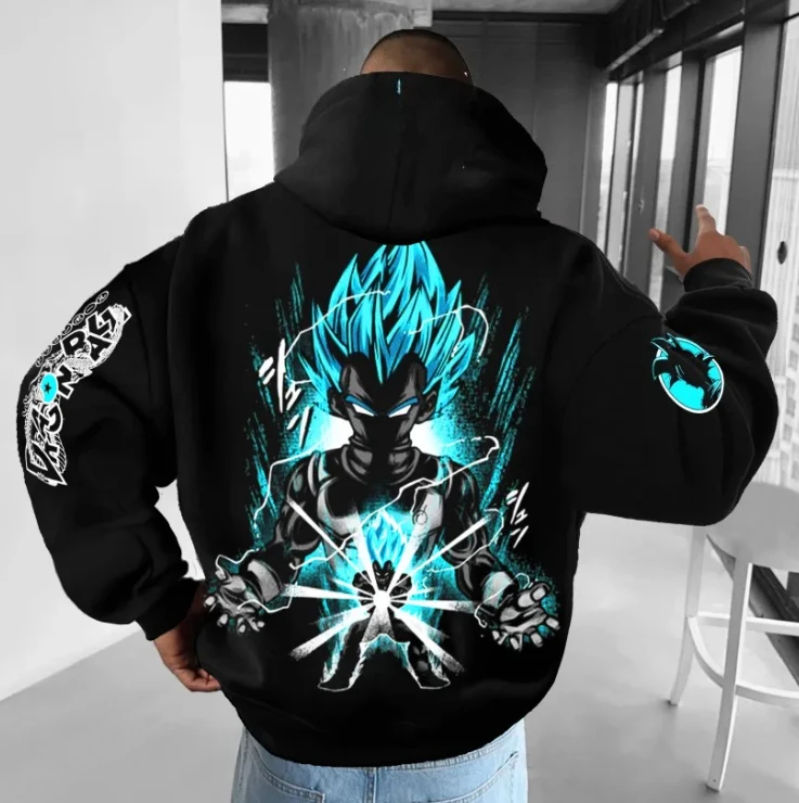هوديي فضفاض ومريح مع مطبوعات شخصيات الرسوم المتحركة Dragon Ball والصوف، مناسب لكل من الرجال والنساء #3