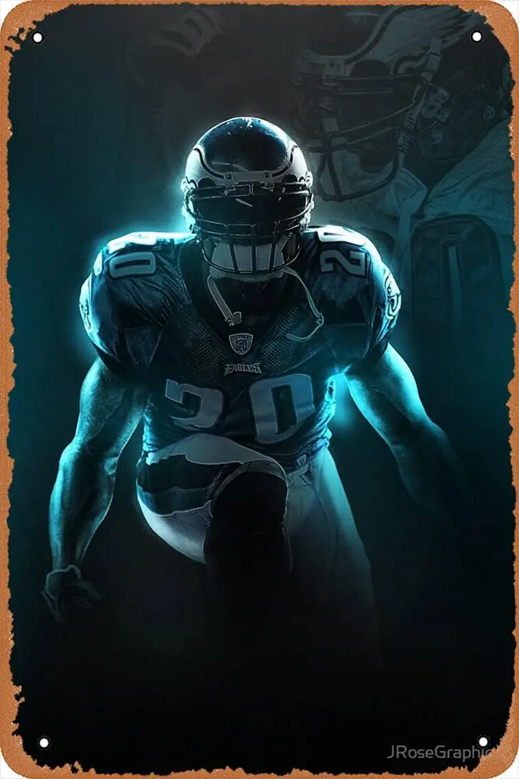 Brian Dawkins Philadelphia Sports Art Poster Metal Tin Sign 8X12 Inches Man Cave Retro Vintage Wall Decor Art