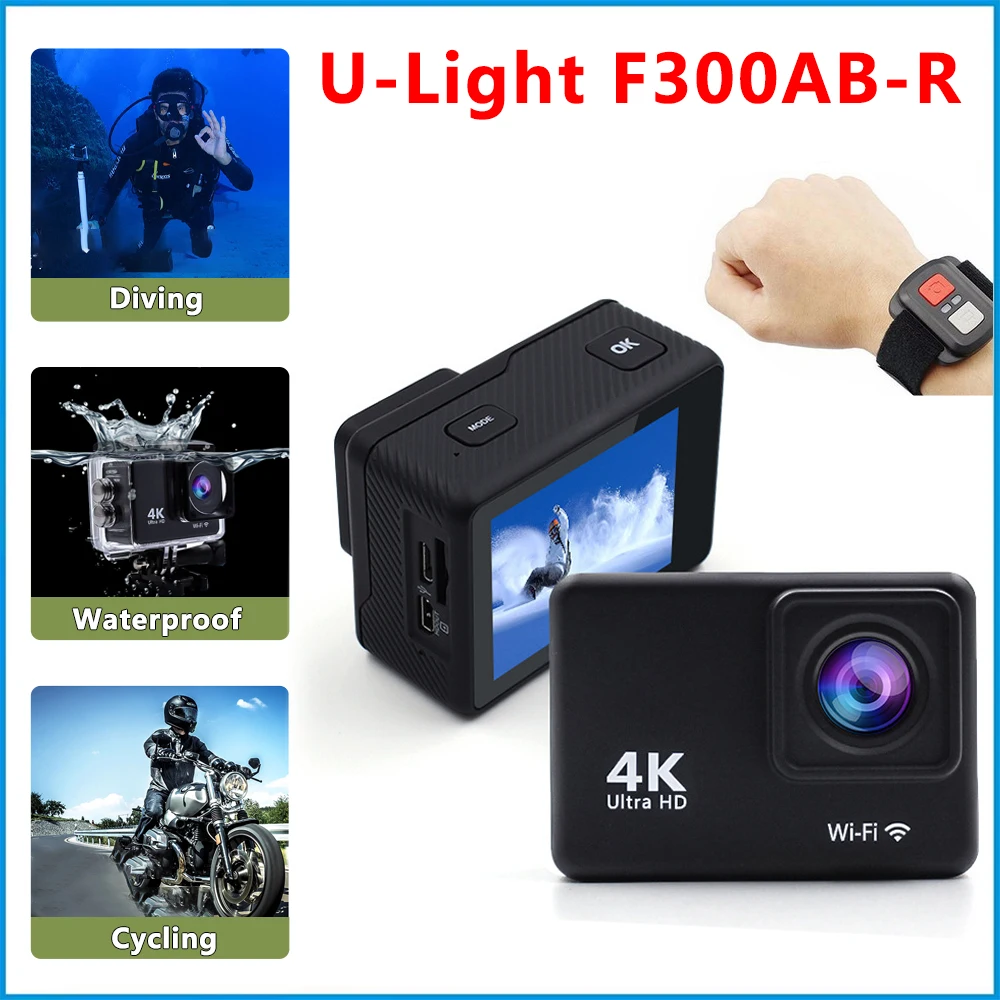 

F300AB-R Action camera real 4K camera Allwinner V316 Anti-shake With Remote Control Screen Waterproof Sport Camera drive recorde