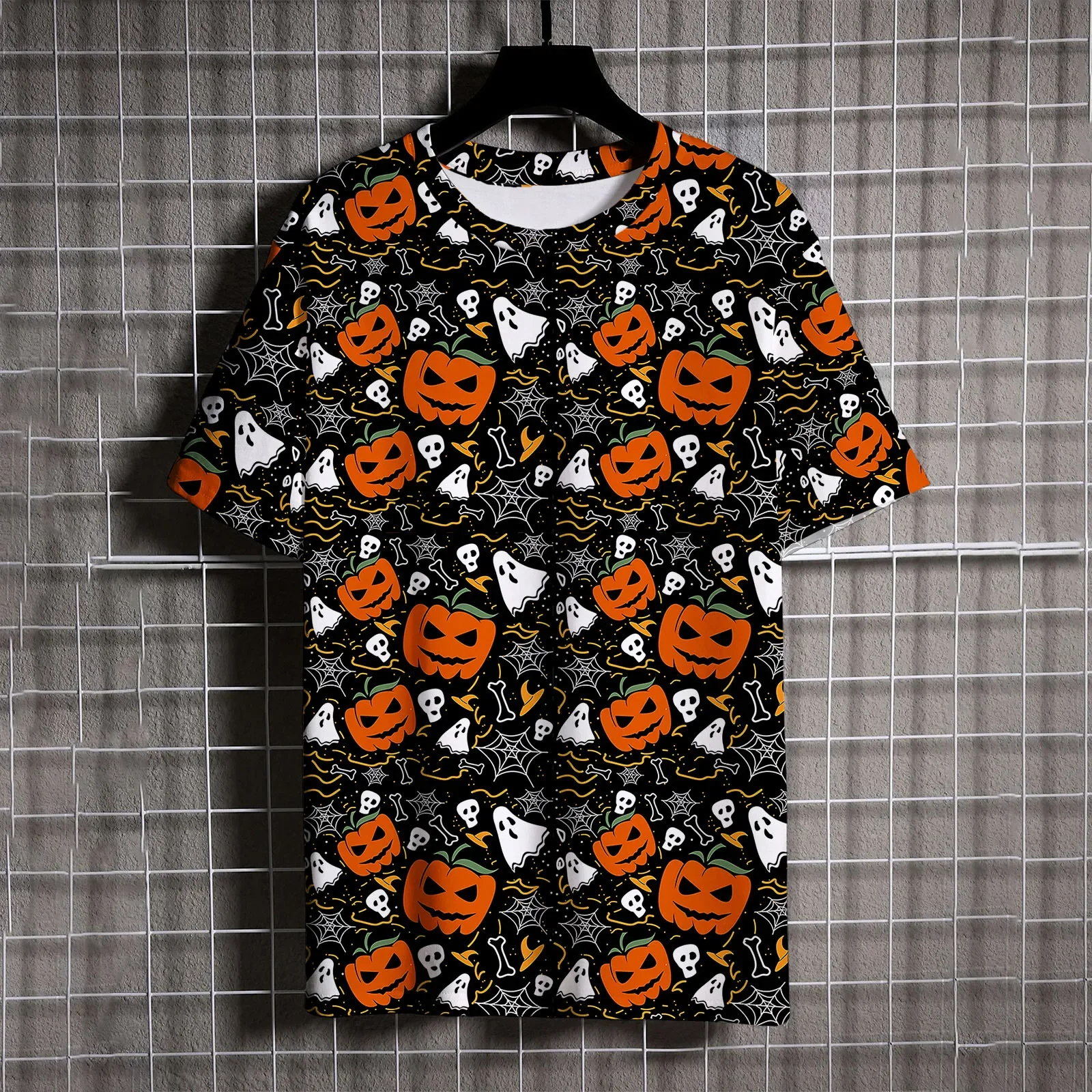 

Cartoon 3D Pattern Print Clothes For Kids Hip Hop Trend Harajuku Halloween Short Sleeve Casual O-neck Funny Tee Loose Men's Tops