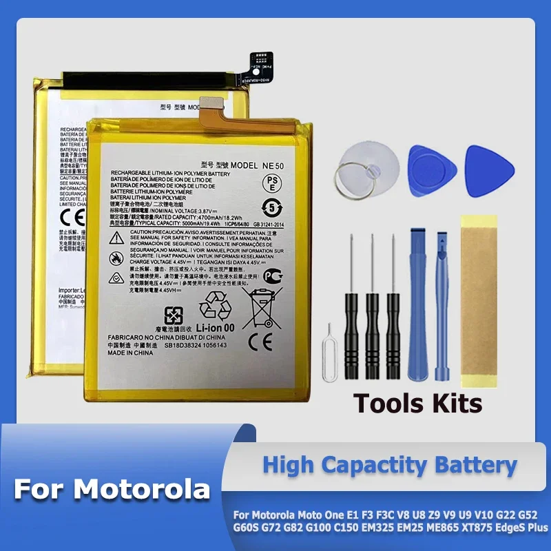 XDOU Battery For Motorola Moto One E1 F3 F3C V8 U8 Z9 V9 U9 V10 G22 G52 C150 G60S G72 G82 G100 EM25 EM325 ME865 XT875 EdgeS Plus