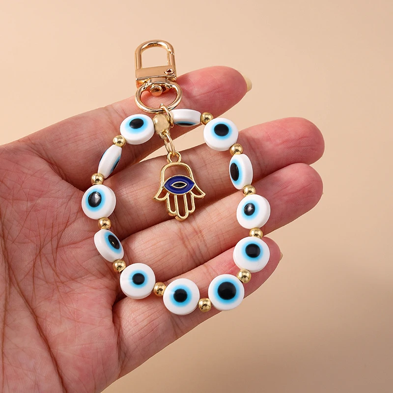 Aihua Boho Türkischer böser Blick Perlen Schlüsselanhänger Schlüsselanhänger für Paar Liebhaber Lucky Blue Eye Bag Airpods Box Autotelefon Lanyard Geschenke – Detail 4