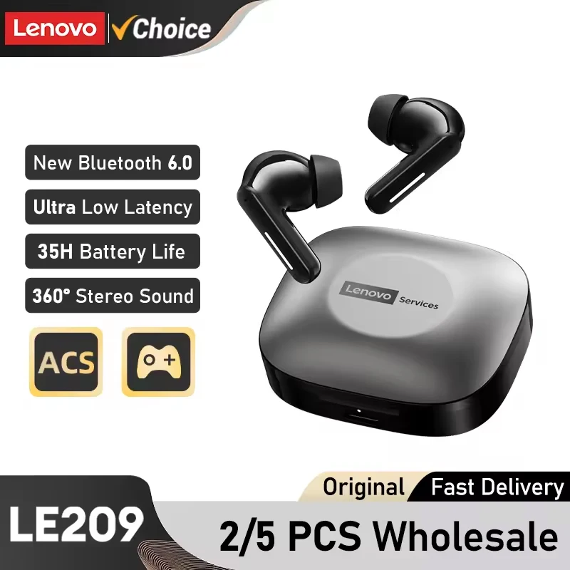 Cuffie wireless Bluetooth Lenovo LE209, autonomia della batteria di 35 ore, latenza ridotta di 45 ms, ideali per il gaming, compatibili con Xiaomi, iP