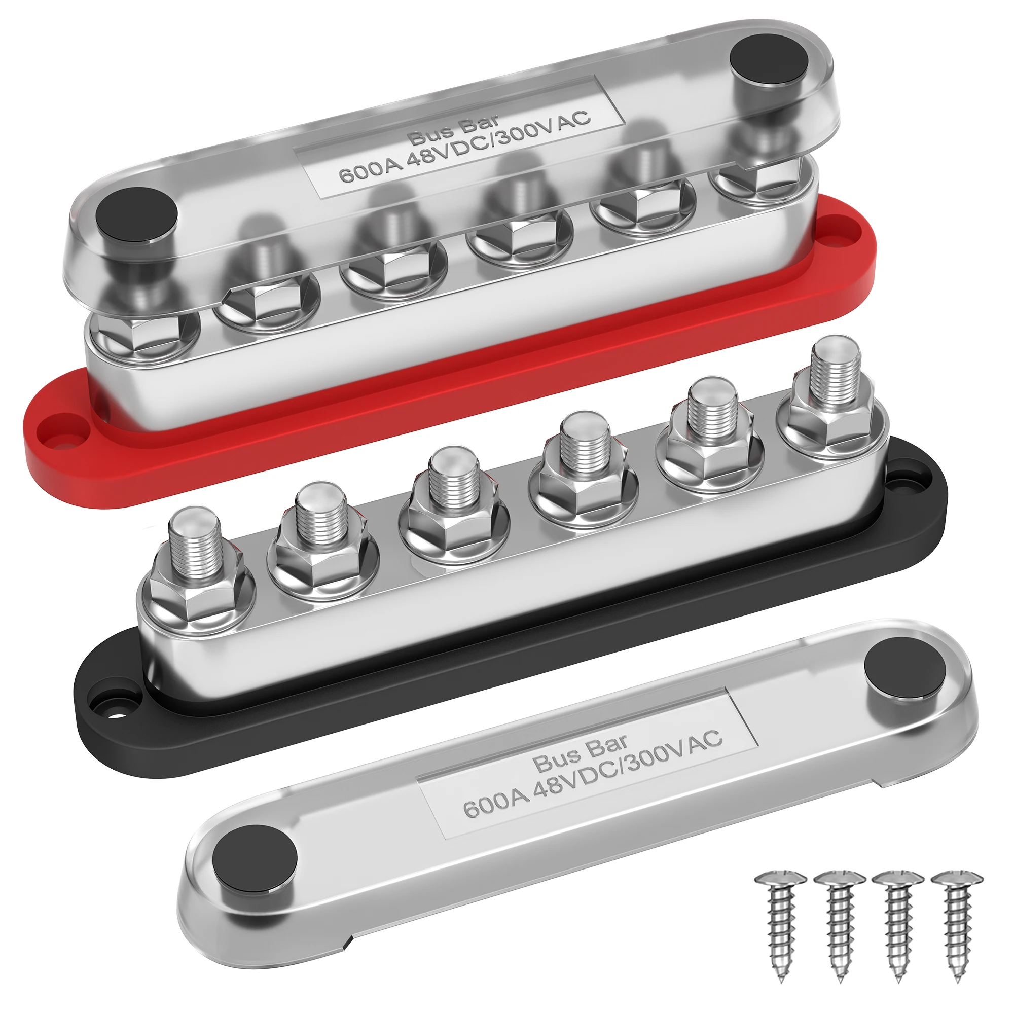 600A 12V 24V 48V Stromschiene mit 6 x 3/8' (M10) Bolzen Industrieller Stromverteilerblock & Batterie-Anschlusskit für netzunabhängige Solaranlagen