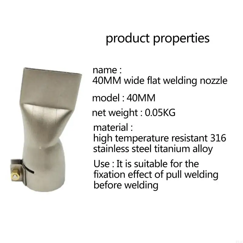 R9JF 40mm Flat Welding Nozzle for Plastic Welding Torch Hot Air Heat Guns Tarpaulin Welding Maintenance Heat Resisting