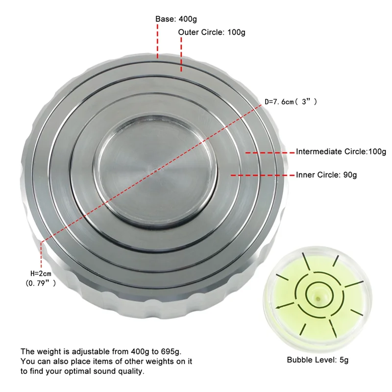ABSQ-비닐 웨이트 LP 디스크 스태빌라이저 턴테이블 LP 비닐 레코드 플레이어 턴테이블 스태빌라이저 디스크 타운