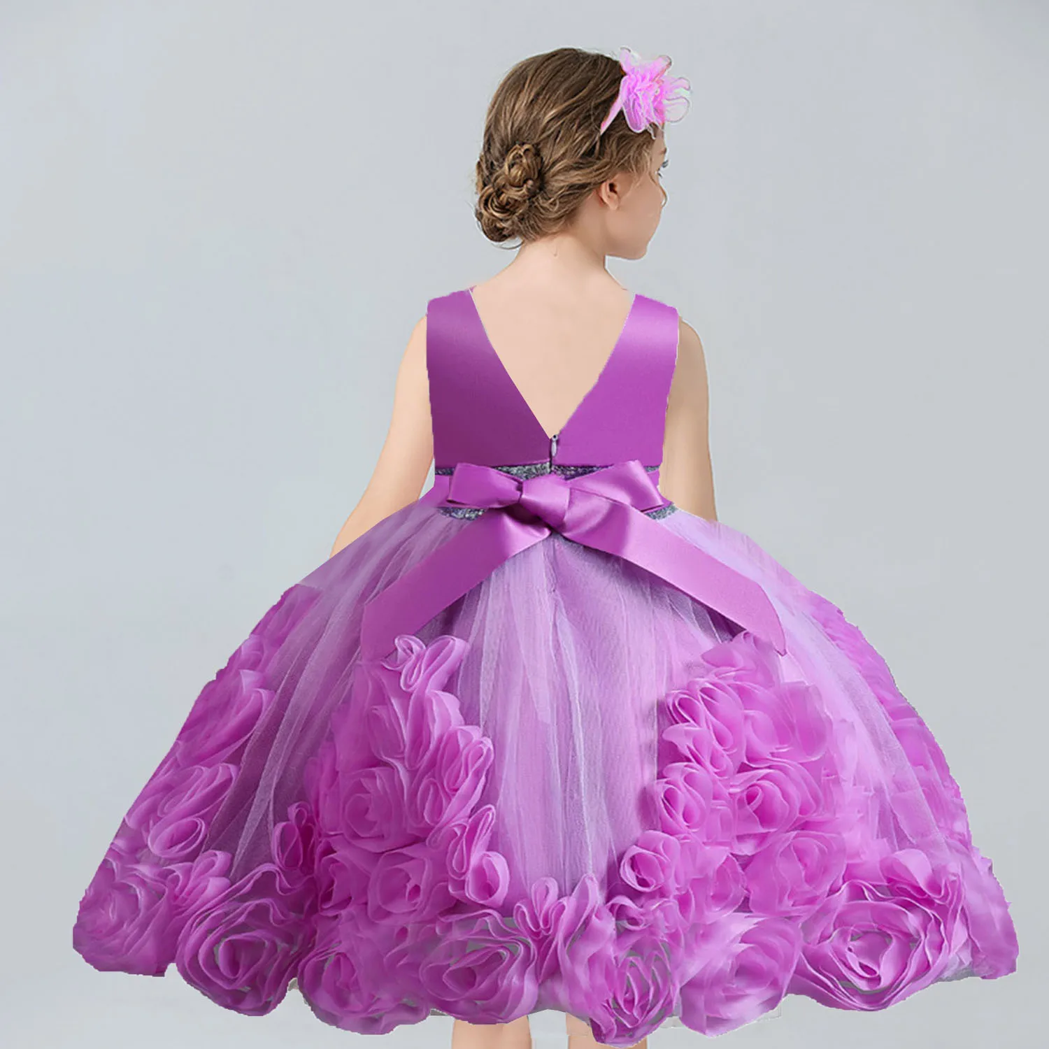 AmyStylish-Little Big Girls Dress, 2-10 Anos, Grande Flor, Menina, Aniversário, Concurso, Festa, Feriado