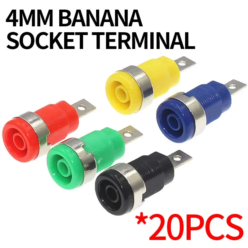 20PCS insulation safety 4mm 32A panel banana socket hole 32A 5-color socket panel installation socket terminal wire connector