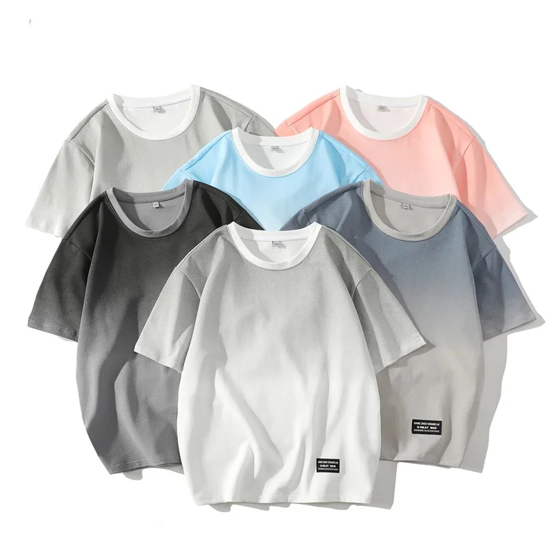 

new Japanese summer male trend loose clothing fashion brand student short-sleeved gradient half-sleeved T-shirt