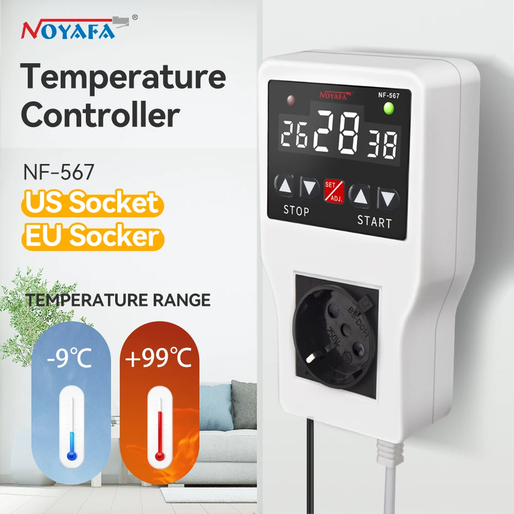 NOYAFA التبديل متحكم في درجة الحرارة NF-567 شاشة ديجيتال ذكي وحدة تحكم أوتوماتيكية بالكامل التحقيق مقبس درجة الحرارة