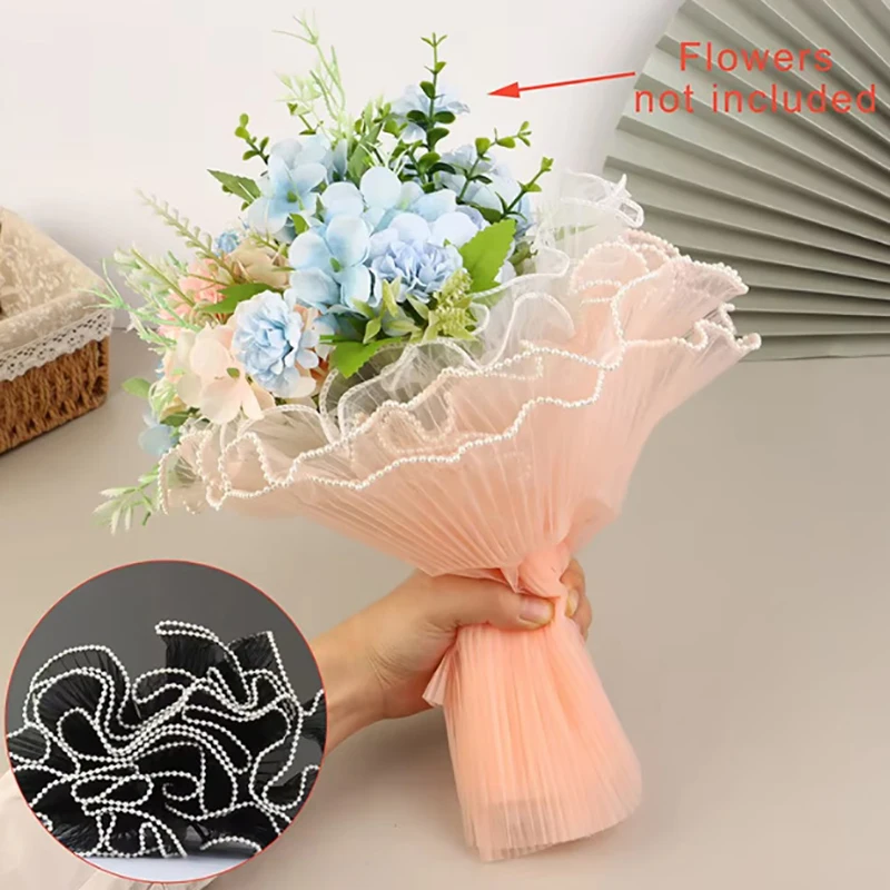 30cm*4Y Flower Wrapping Paper Pearl Wave Yarn Lace Mesh Florist Bouquet Party Valentine Gift DIY Packaging Material Supplies