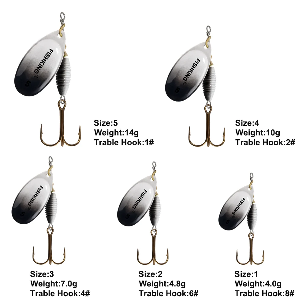 NGB 7 ألوان سبينر إغراء 4 جرام/4.8 جرام/7 جرام 10 جرام/14 جرام مع خطاف ثلاثي ملعقة معدنية إغراء الصيد الصلب الصيد معالجة الطعم #2