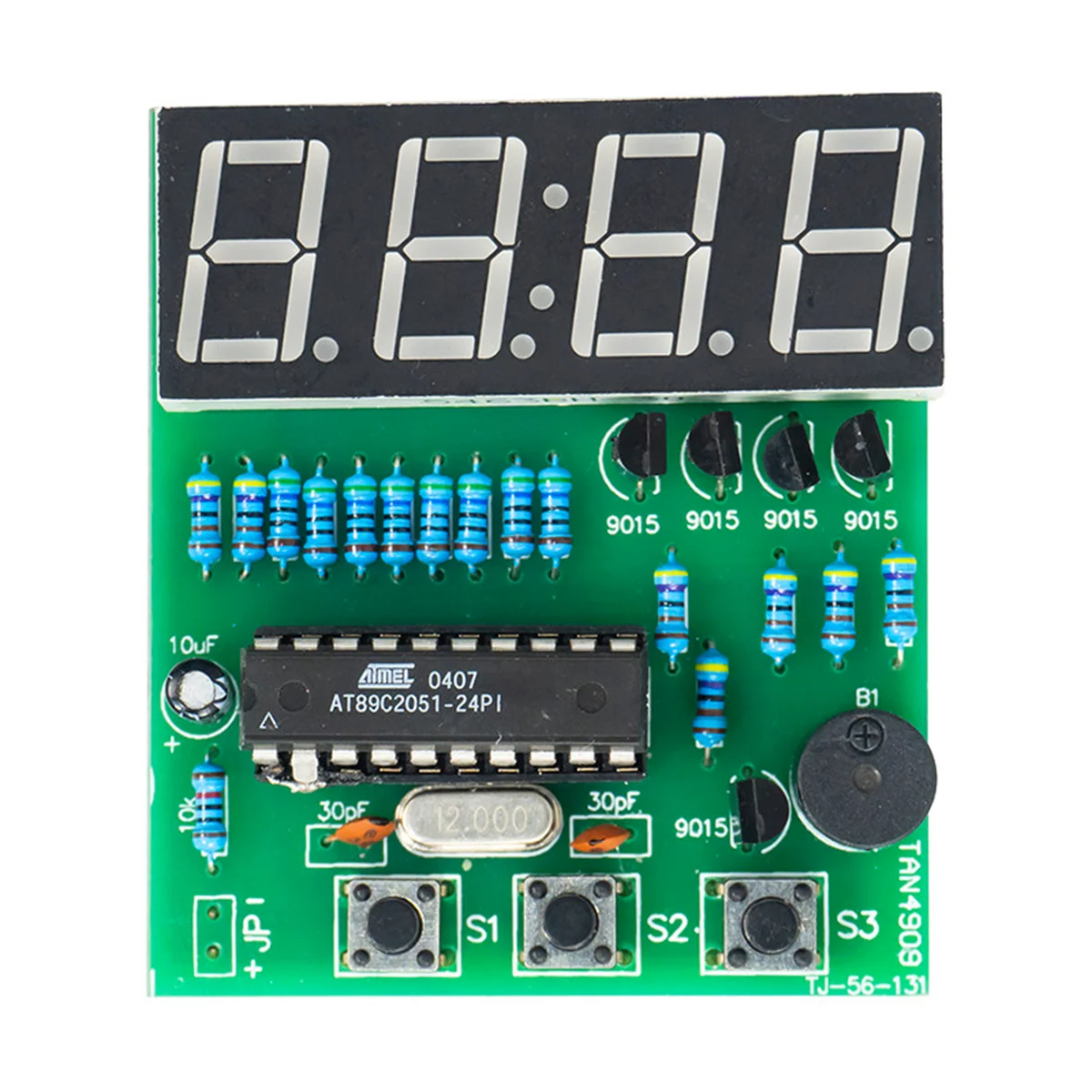 4-Digit Digital Clock DIY Soldering Kit,AT89C2051 Microcontroller Electronic Teaching Training Kit With Buzzer