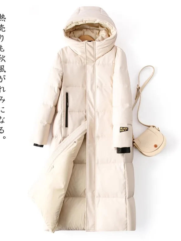 2025 Winter Dames Lange Lederen Jas, Losse Pasvorm, Verdikte Lederen Donsjas, Koreaanse Stijl, Grote Maat, Haining Leder