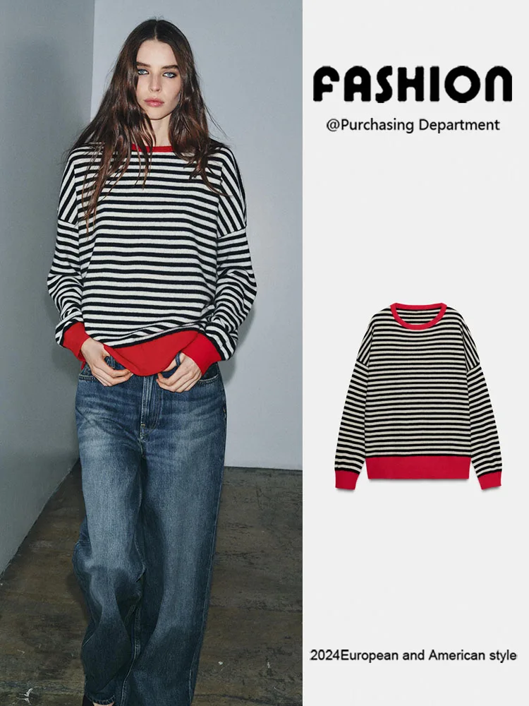 

Зима 2022, новый женский трикотаж в полоску, длинный све, круглый, универсальный, Новое поступление, удобный крой, европейский женский купальник...