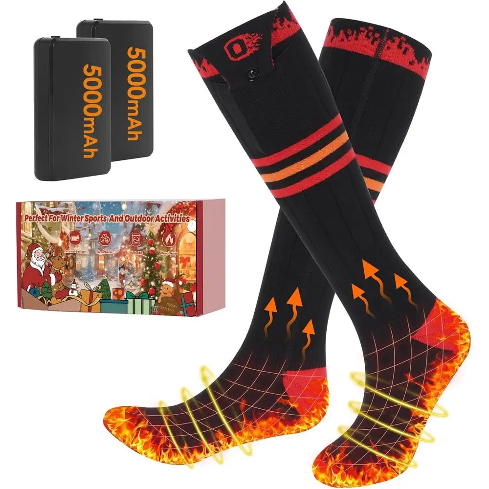 

Rechargeable Electric Socks with 5000mAh Battery, 3 Heat Settings, Washable for Men and Women, Ideal for Winter Outdoor Activiti