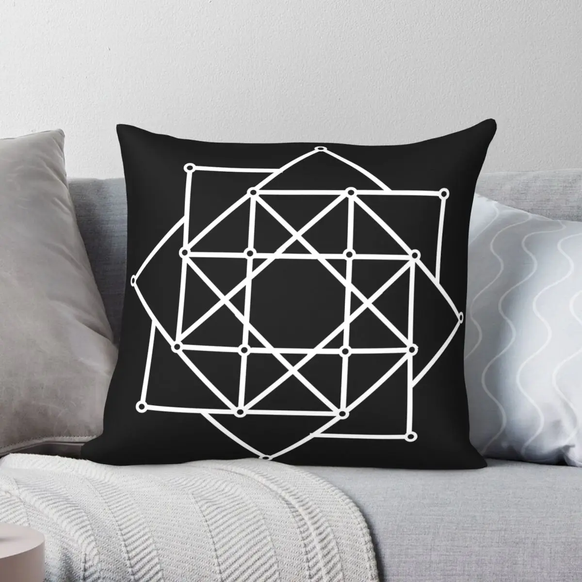 The Rose Band Simple Logo Square Pillowcase Polyester Linen Velvet Creative Zip Decorative Bed Cushion Cover