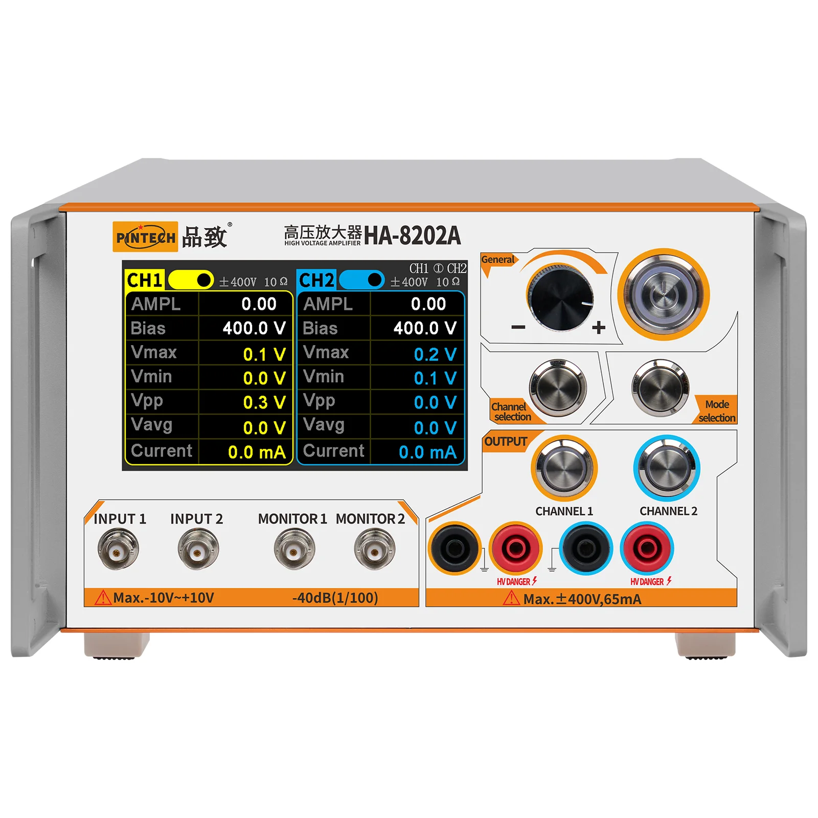 PINTECH HA-8202A 2-channel High Voltage Amplifier, 300kHz, 800Vp-p, with Programmable Function and Digital Display